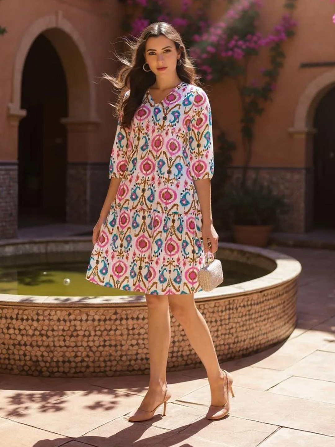 INUKA Women Ethnic Motifs Printed Empire Dress