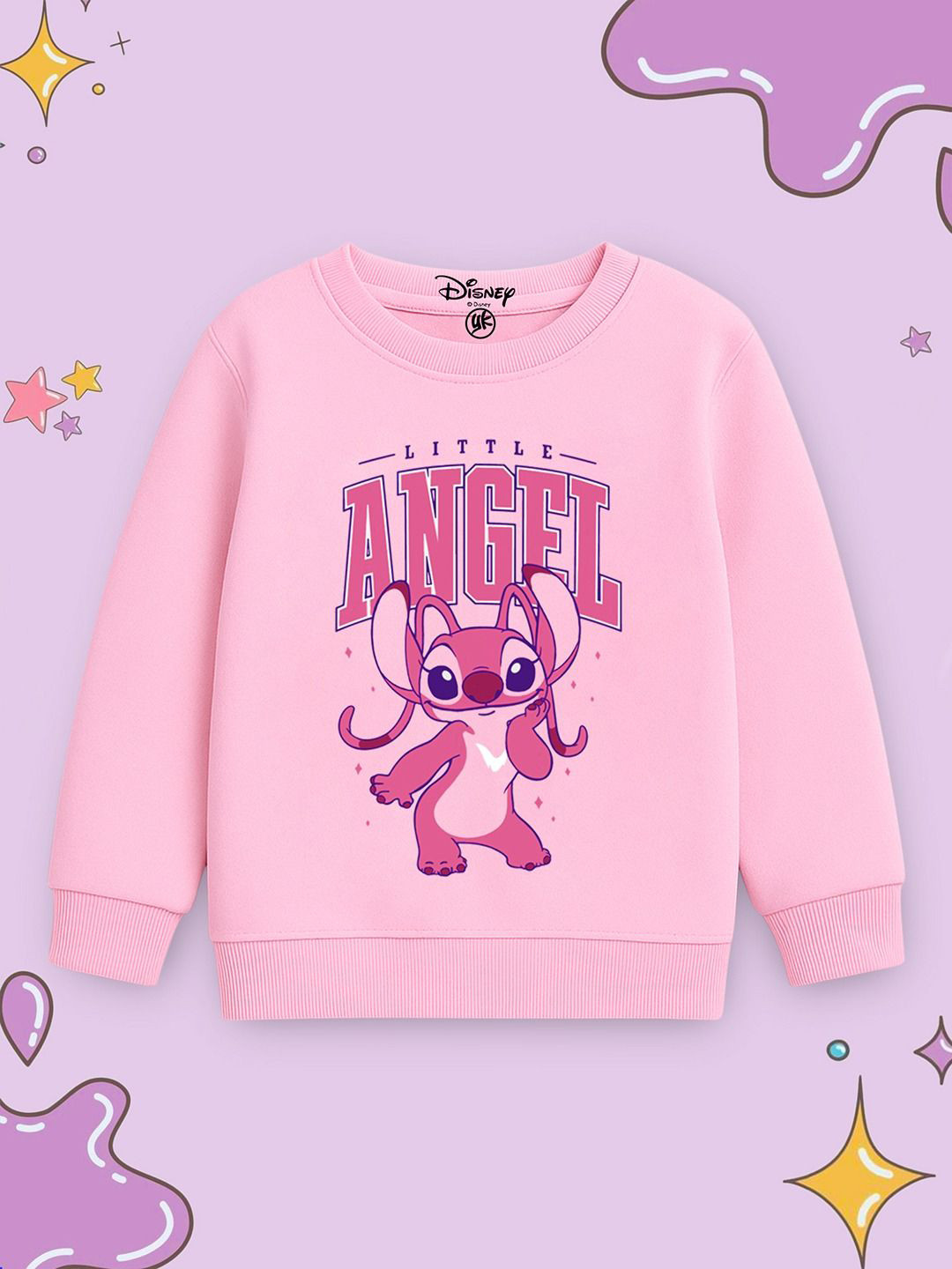 Disney By Miss and Chief Girls Lilo & Stitch Printed Round Neck Sweatshirt