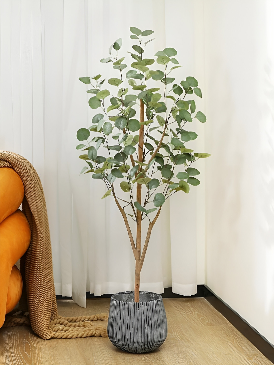 TIED RIBBONS Green And Brown Eucalyptus Artificial Plant With Pot