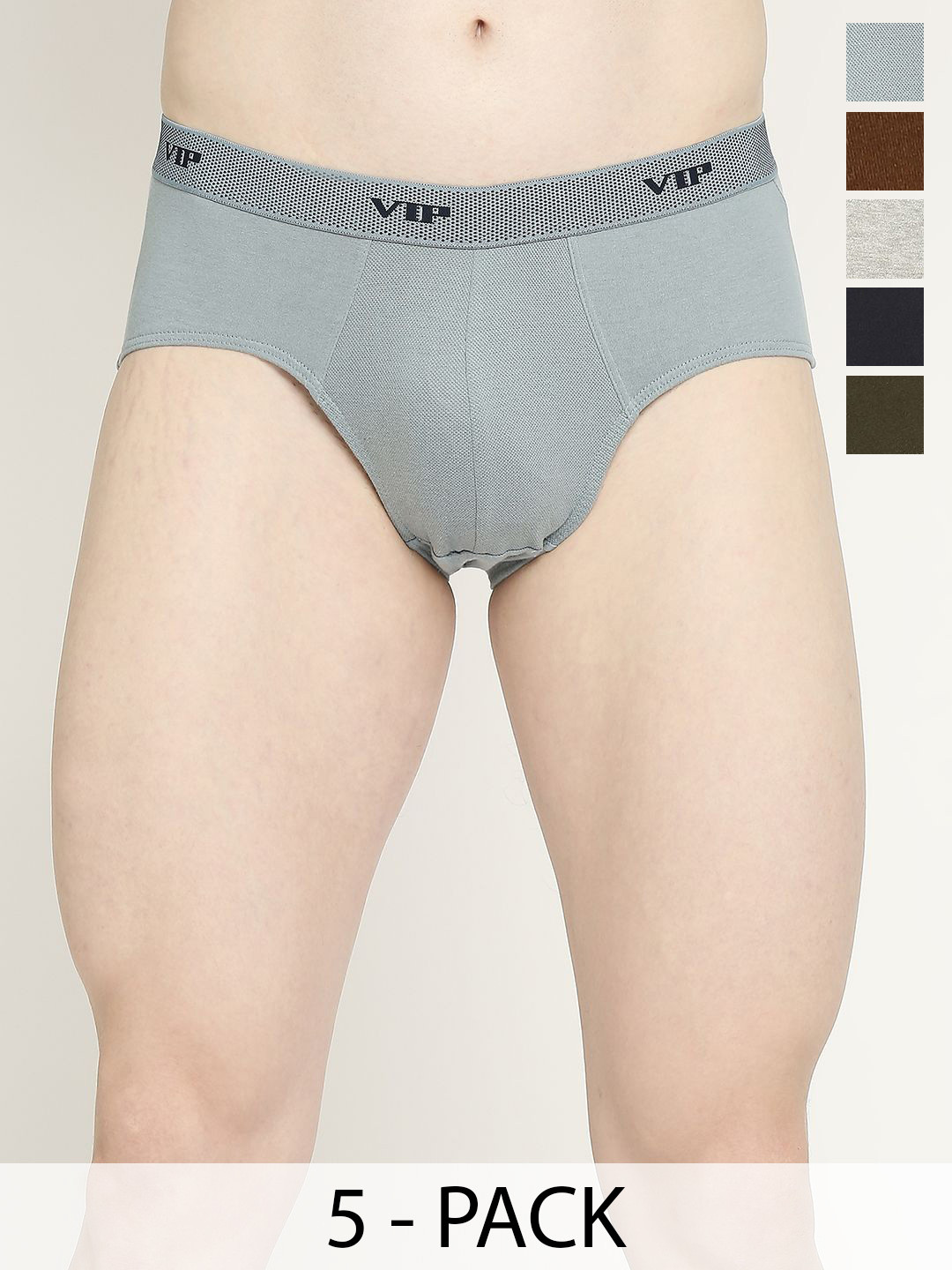VIP Men Pack Of 5 Mid-Rise Cotton Basic Briefs VP-MI-BF-FRESH-1P-IN-PO5-110