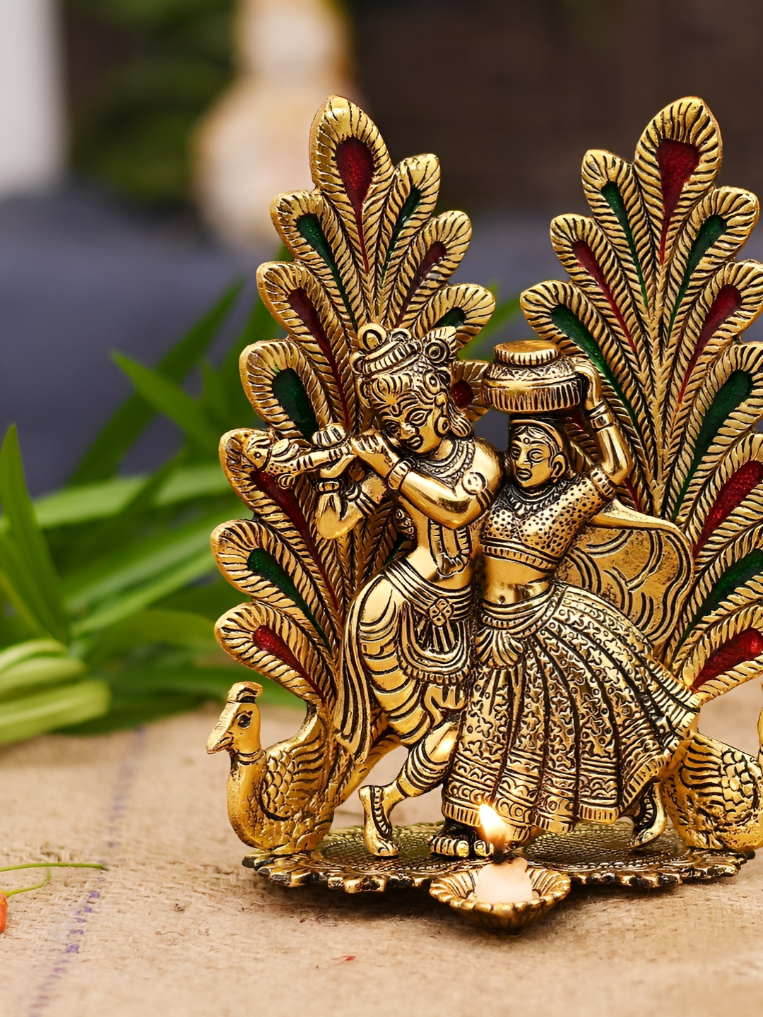 CraftVatika 5 Pieces Gold-Toned Religious Idol Showpieces