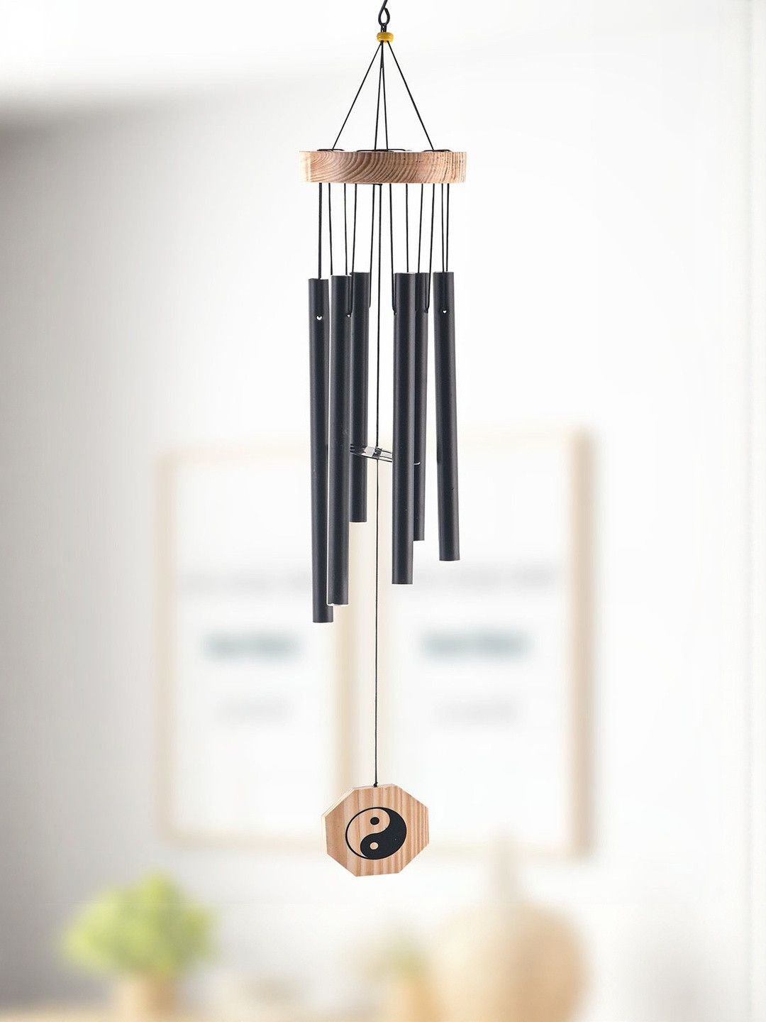 Myntra Elegant Homes Black 6 Pipes Aluminium Musical Wind Chime