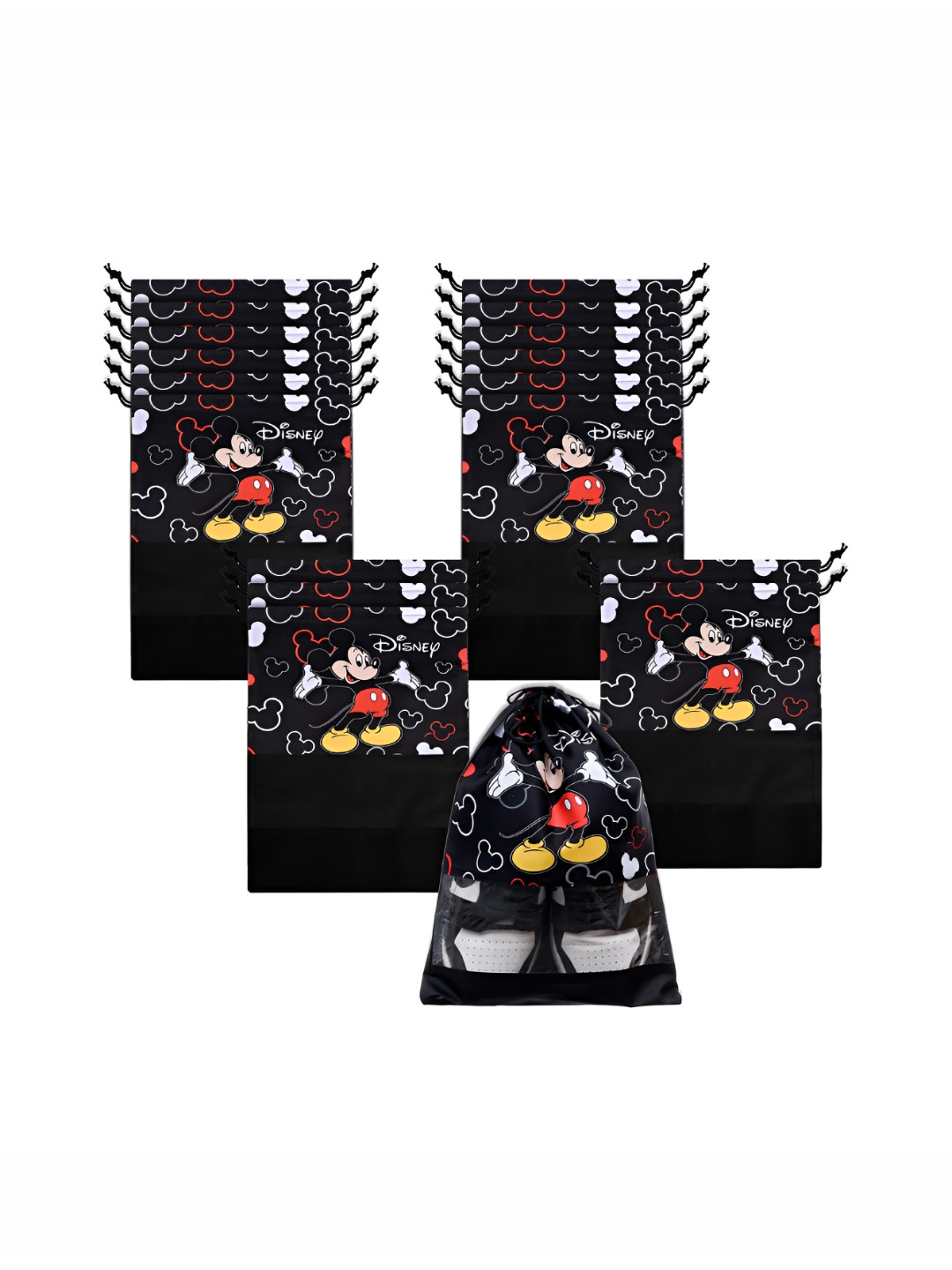 Aura Black & White 18 Pieces Printed Shoes Organisers