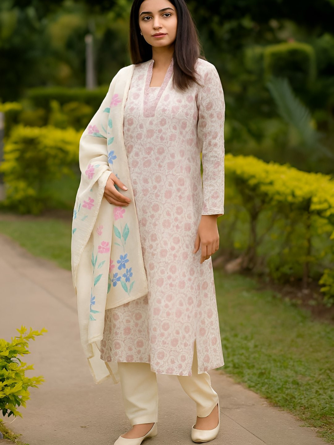 Agarwal Saree Women Floral Printed Regular Kurta with Trousers & Dupatta