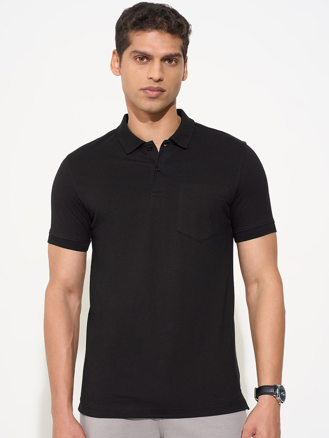 Peregrine by Pantaloons Polo Collar Short Sleeves Casual T-shirt