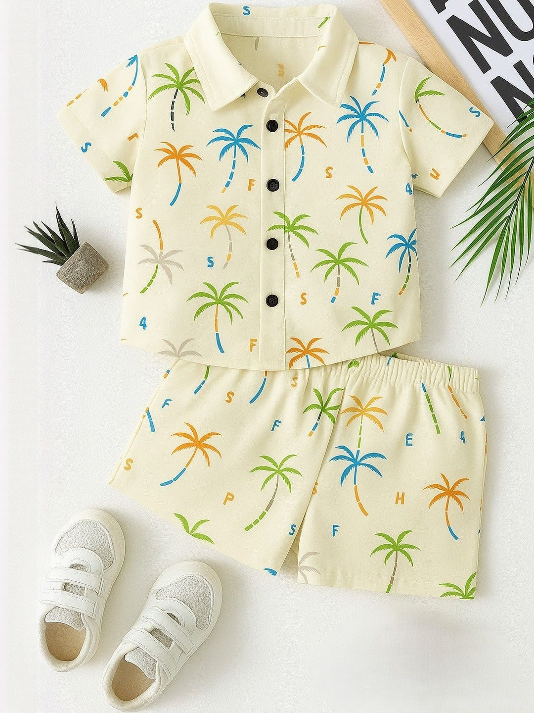 SW SWAGHOSH Kids Boys Cream Printed Clothing Set