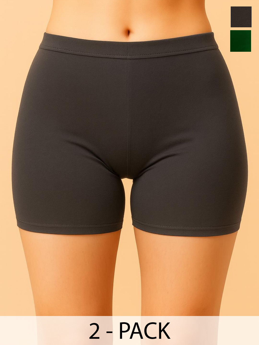 CKARFE Pack Of 2 Mid-Rise High Coverage Cotton Stretchable Boy Shorts Briefs