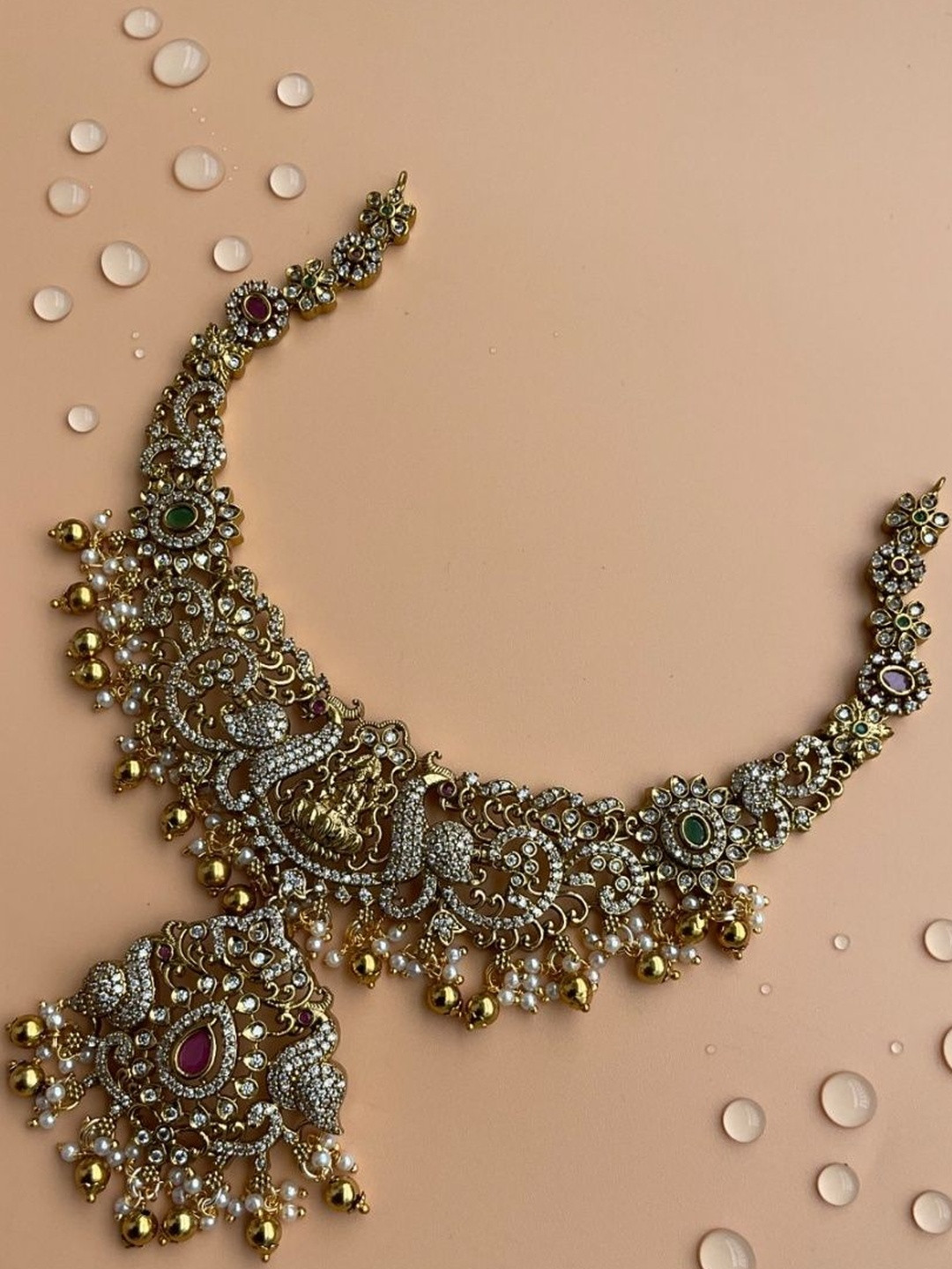 Ajrang Gold-Plated Cubic Zirconia Studded & Artificial Beaded Jewellery Set