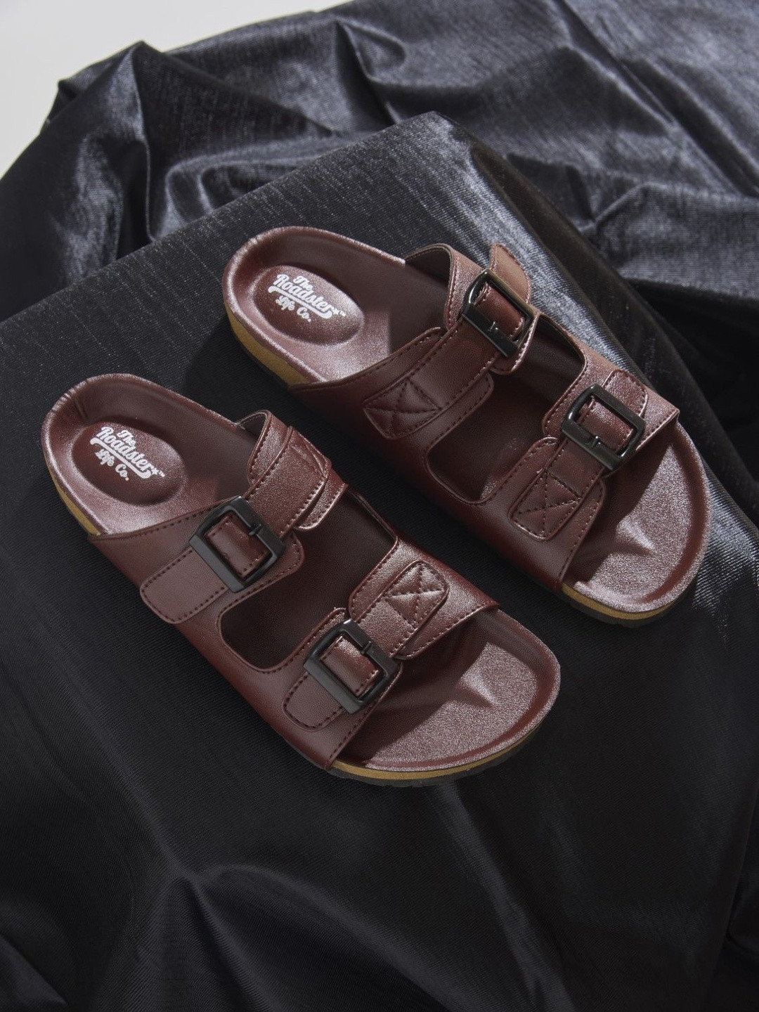 Roadster Men Brown Synthetic Suede Comfort Sandals
