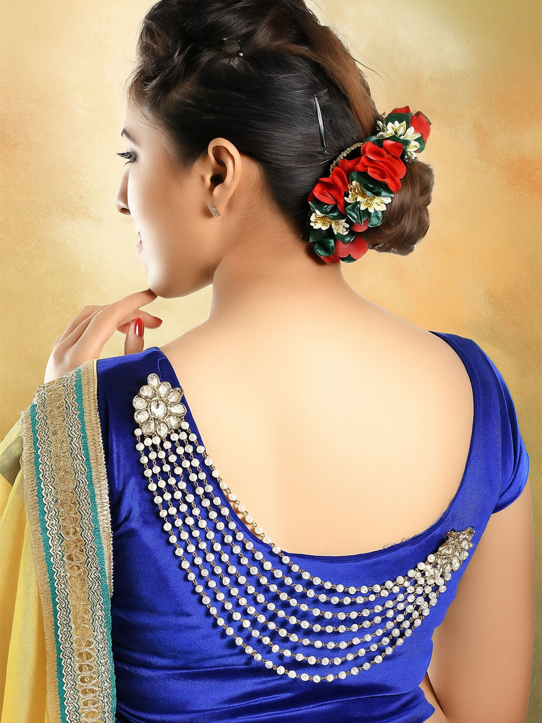 Sanjog Gold-Toned & White Stone Studded Multi-Layered Brooch