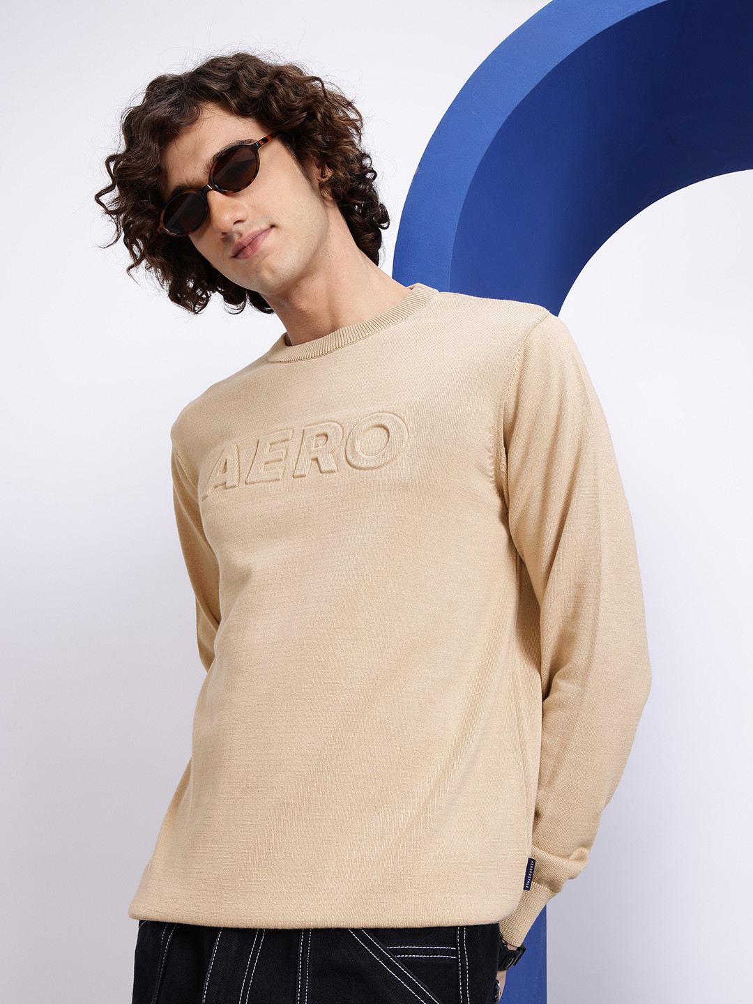 Aeropostale Brand Logo Embossed Pullover Sweater