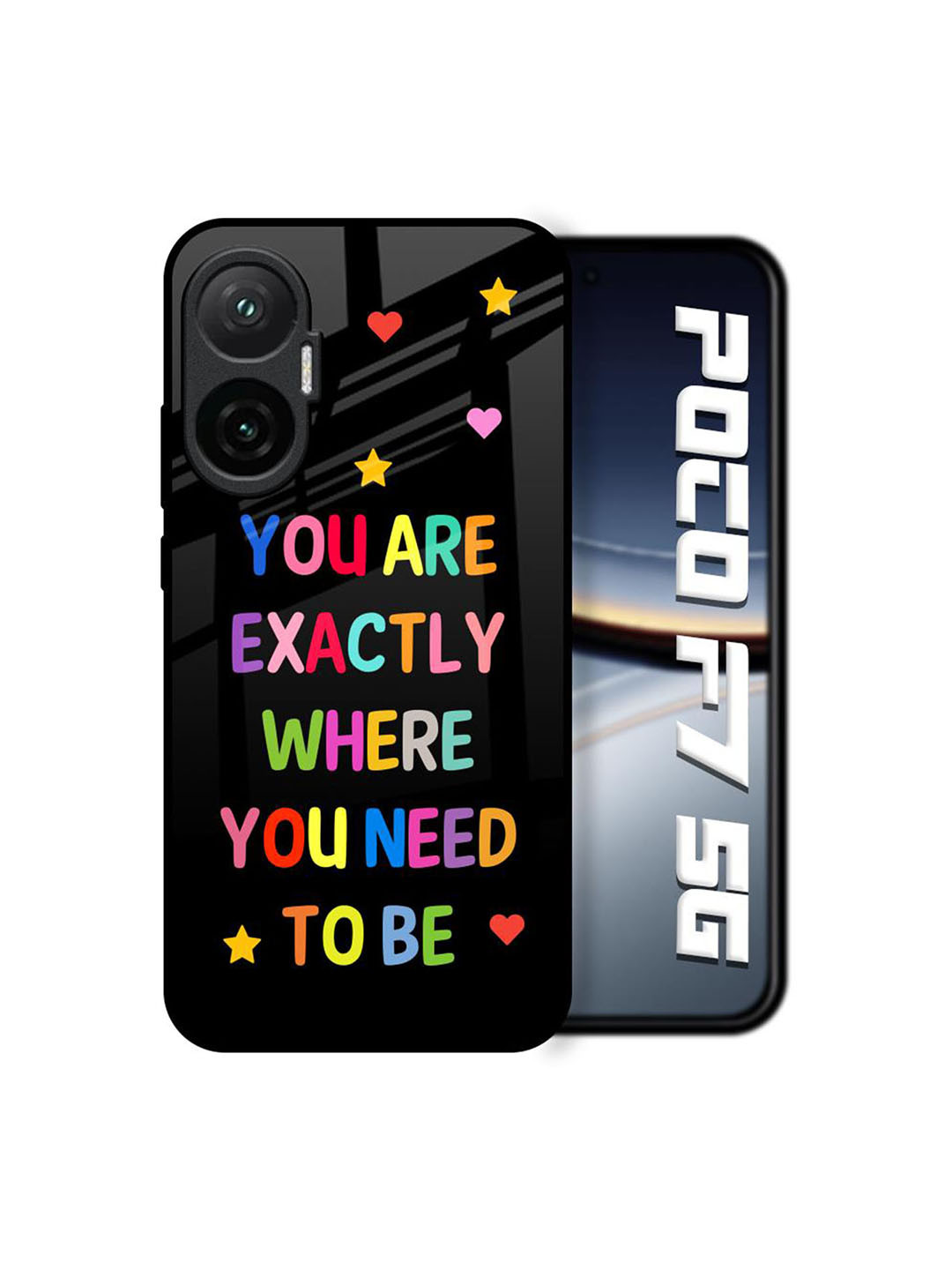 QRIOH Magical Words Printed Poco F7 5G Glass Back Case Mobile Accessories