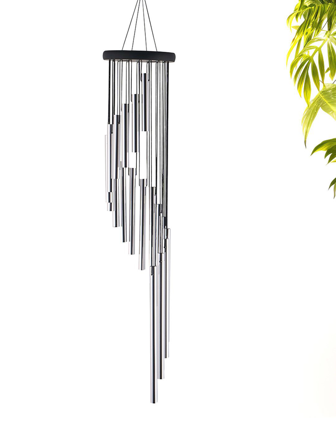 Kuber Industries Black & Grey Textured 18 Tubes Musical Windchimes