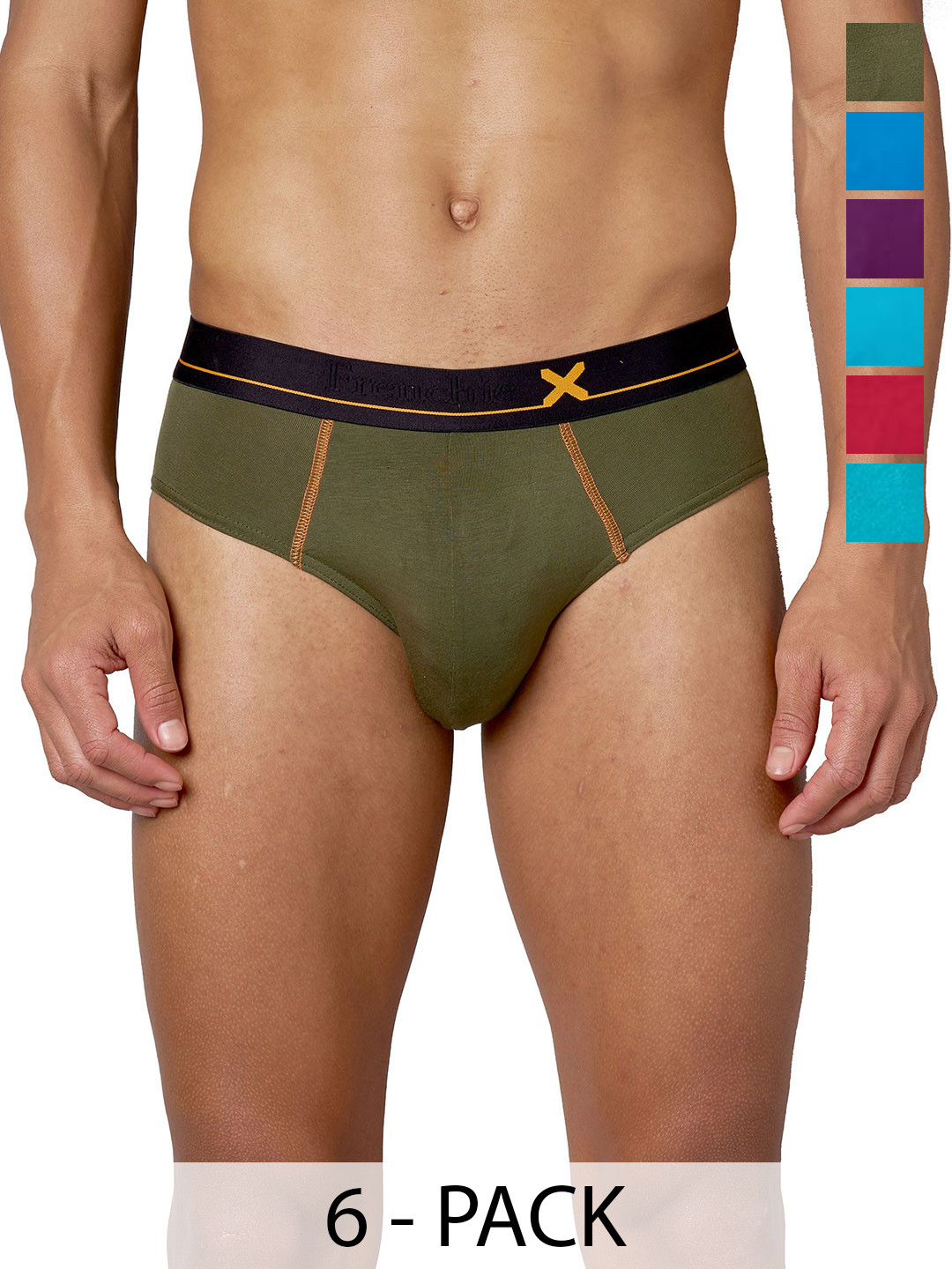 FRENCHIE Men Pack Of 6 Low Rise Ultrasoft Briefs FR-MI-BF-DRIP-1X5-PO6-CBBLU-S