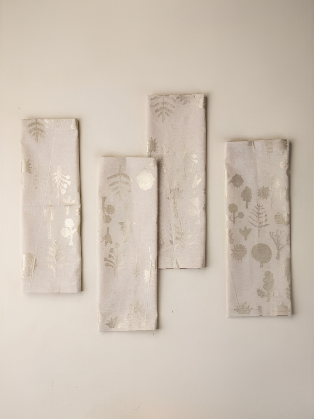 FREEDOM TREE Green House  Beige 4 Pieces Printed Cotton Table Napkins