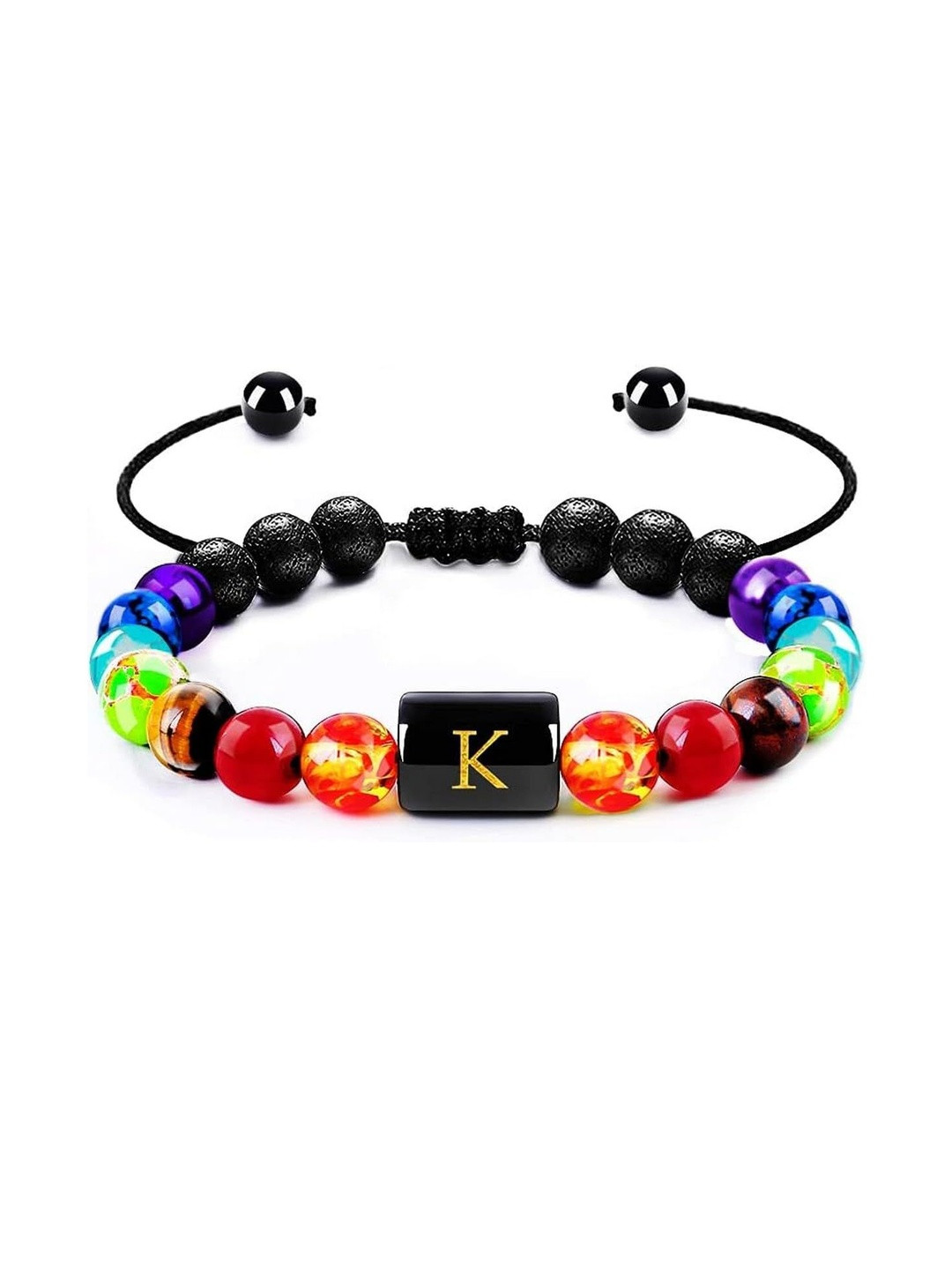 EDMIRIA Unisex Gold-Toned 7 Chakra Artificial Beads Wraparound Bracelet