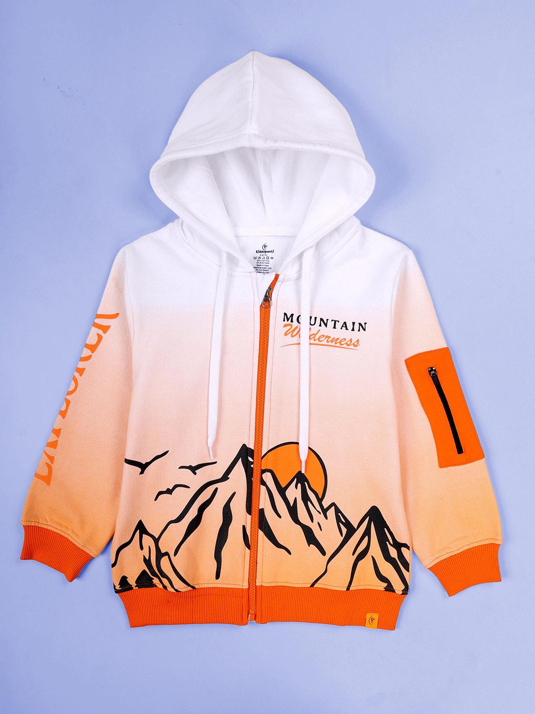 KiddoPanti Boys Graphic Printed Zip-Up Hooded Fleece Sweatshirt