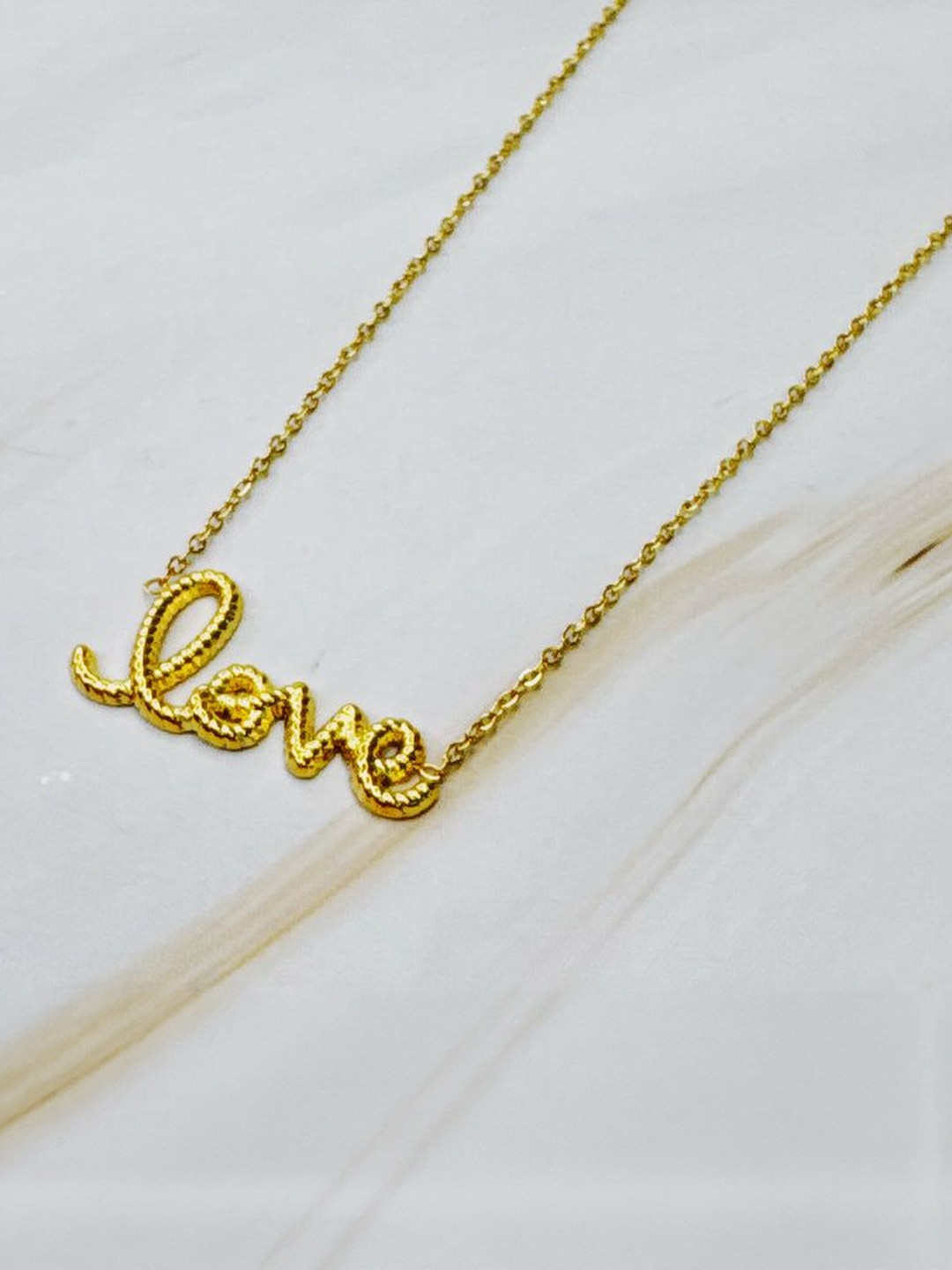 DZOIR Women Gold-Plated Handcrafted Stainless Steel Love Necklace and Chains
