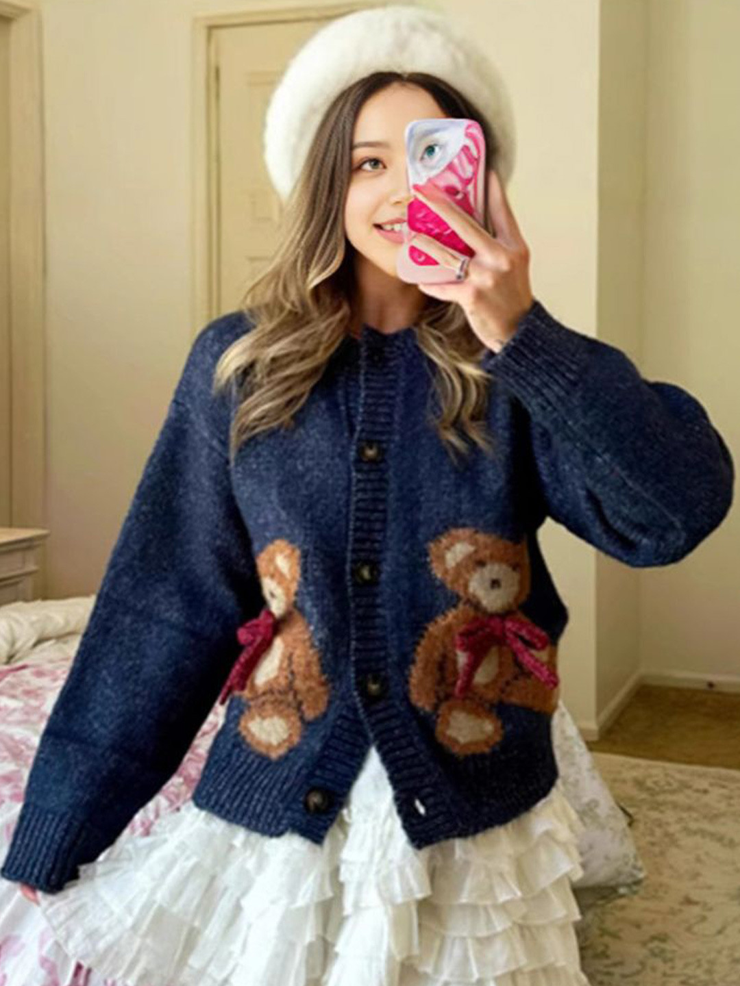 StyleCast Women Humour and Comic Cardigan with Embellished Detail