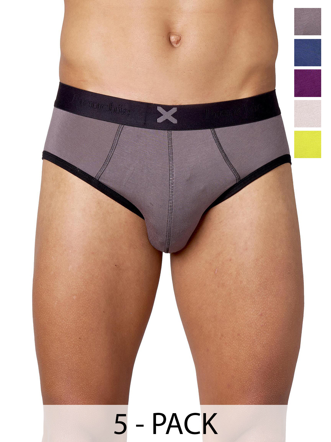 FRENCHIE Men Pack Of 5 Low-Rise Basic Briefs FR-MI-BF-HYPE-1X5-PO6-PGBLU-S-PAGEANT BLUE