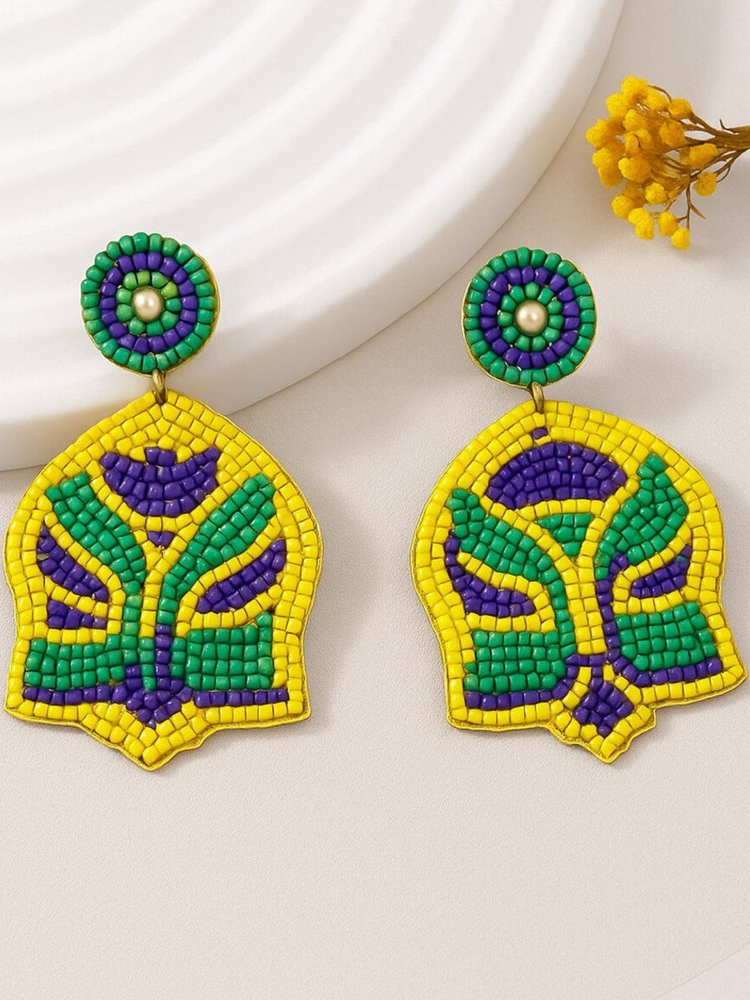 Haute Handles Classic Artificial Beaded Quirky Shaped Drop Earrings