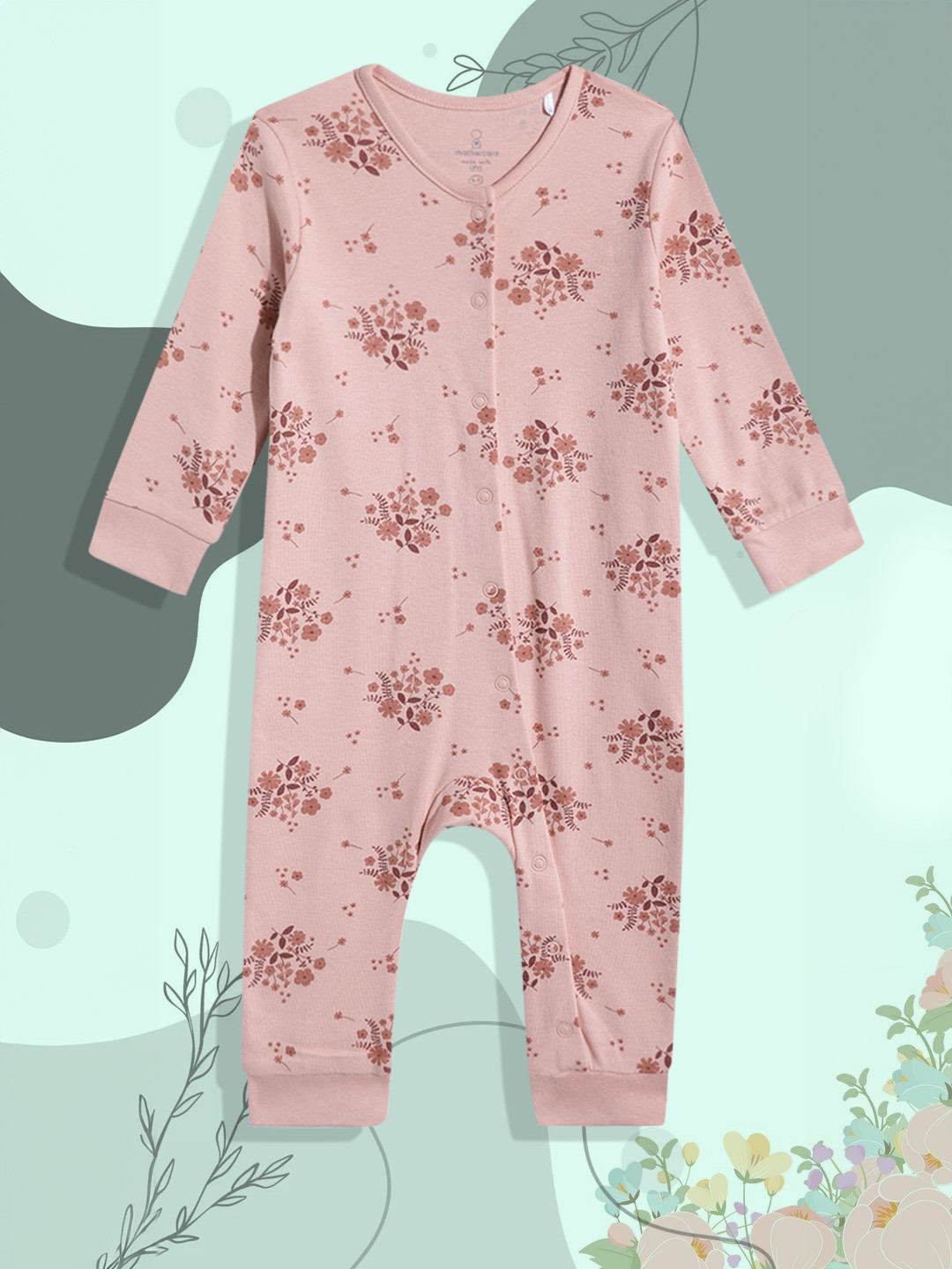 mothercare Infant Girls Floral Print Pure Cotton Rompers