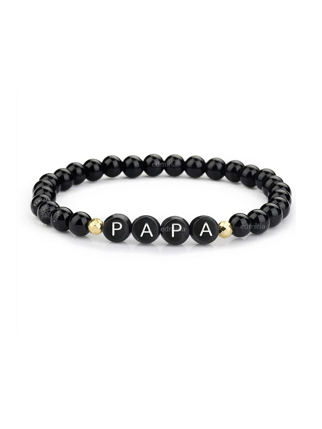 EDMIRIA Unisex Black Dad Papa Daddy Pita Artificial Beads Elasticated Bracelet