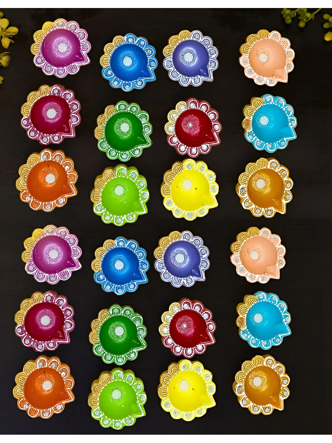 CraftVatika 24 Pieces Clay Terracotta Diyas