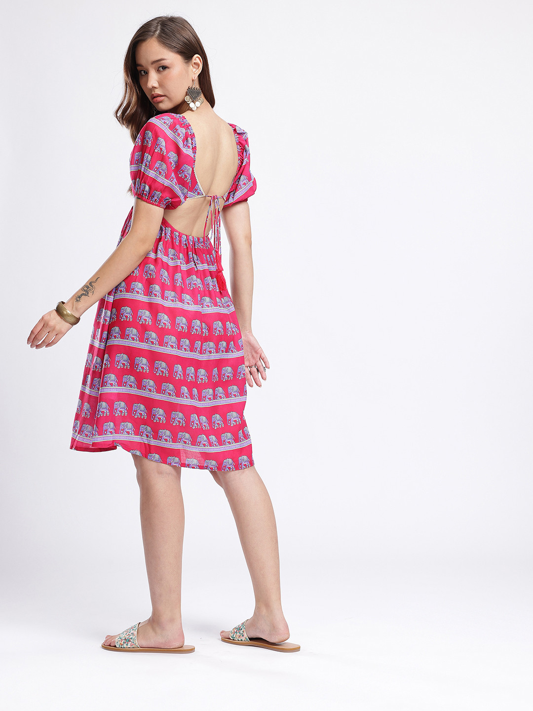 Fusion by Glitchez Ethnic Motif Styled Back A-Line Dress