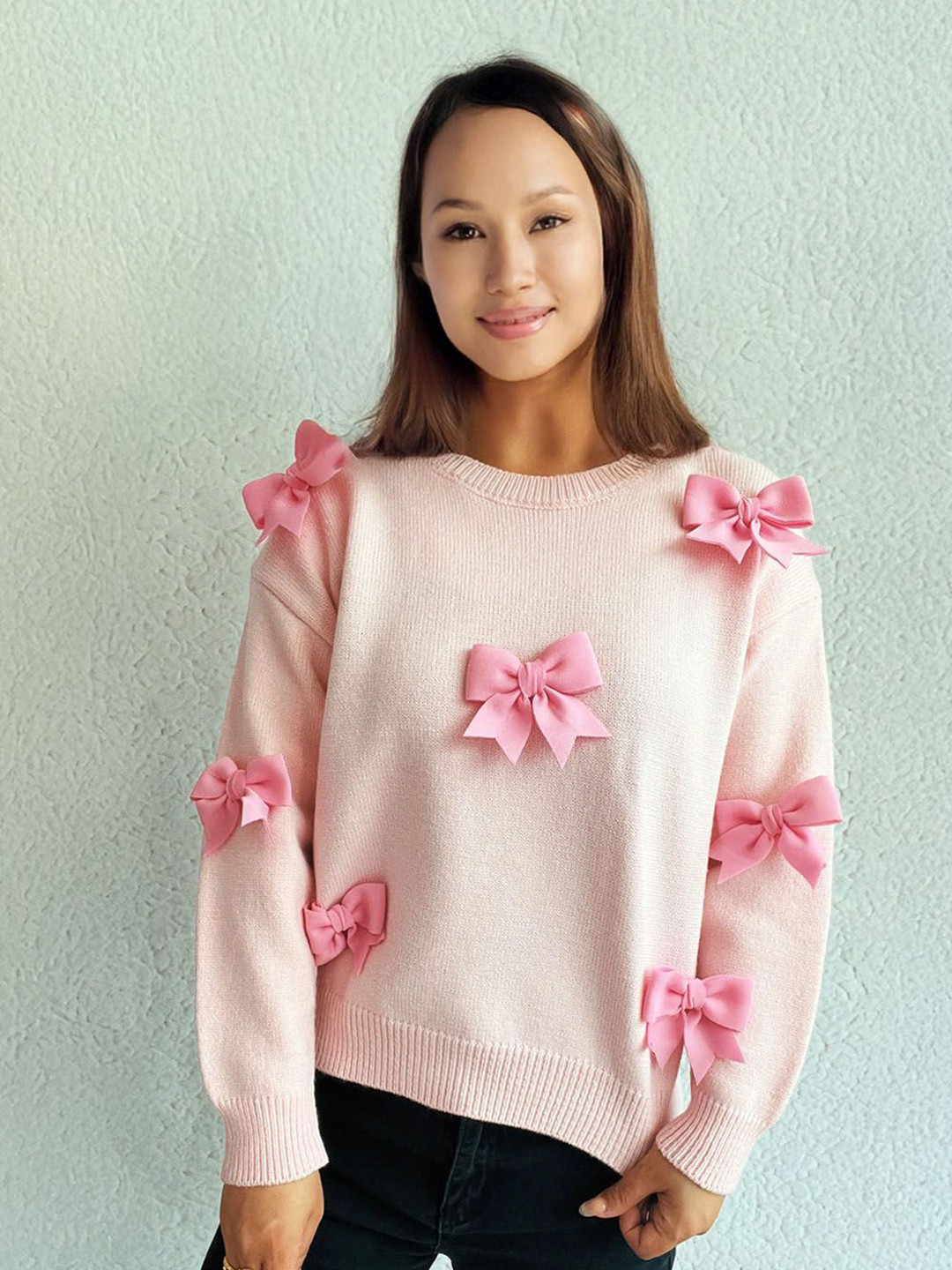 StyleCast Women Embroidered Pullover Sweater with Embroidered Detail