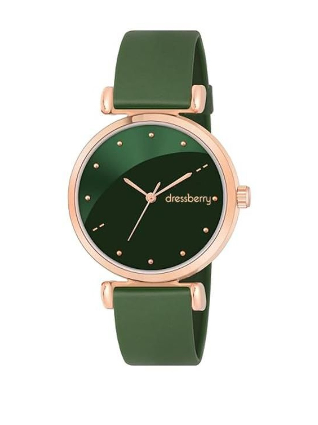 DressBerry Women Green Brass Patterned Dial & Straps Analogue Multi Function Watch