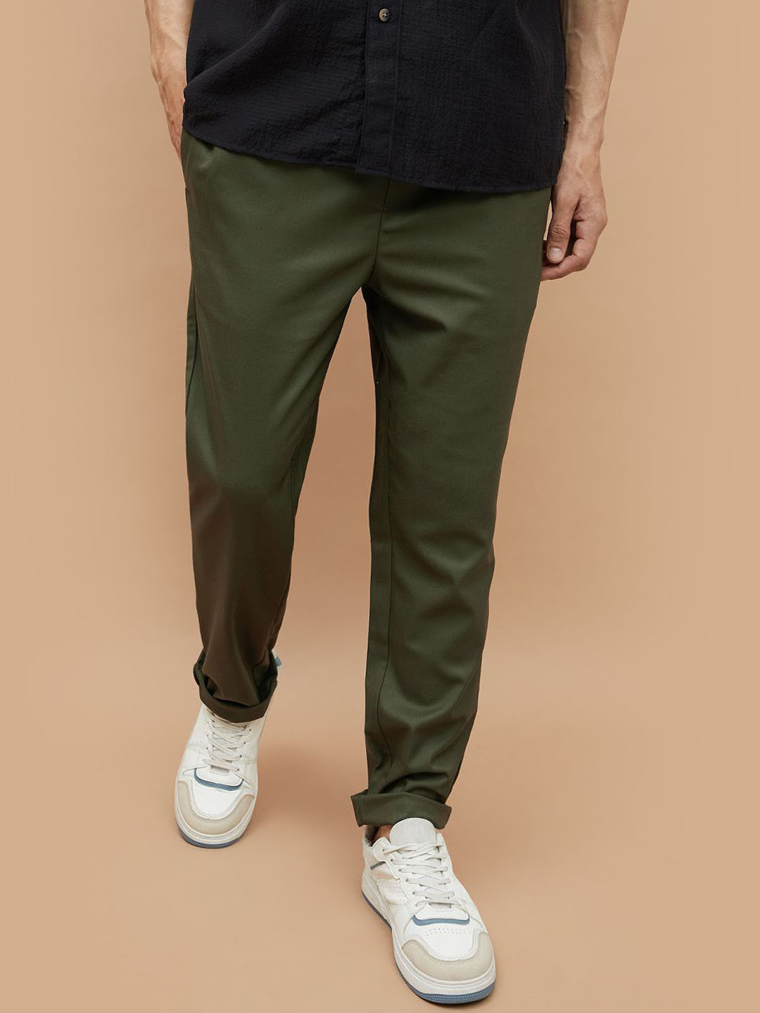 CODE by Lifestyle Men Mid-Rise Flat-Front Slim Fit Cotton Chinos Trousers