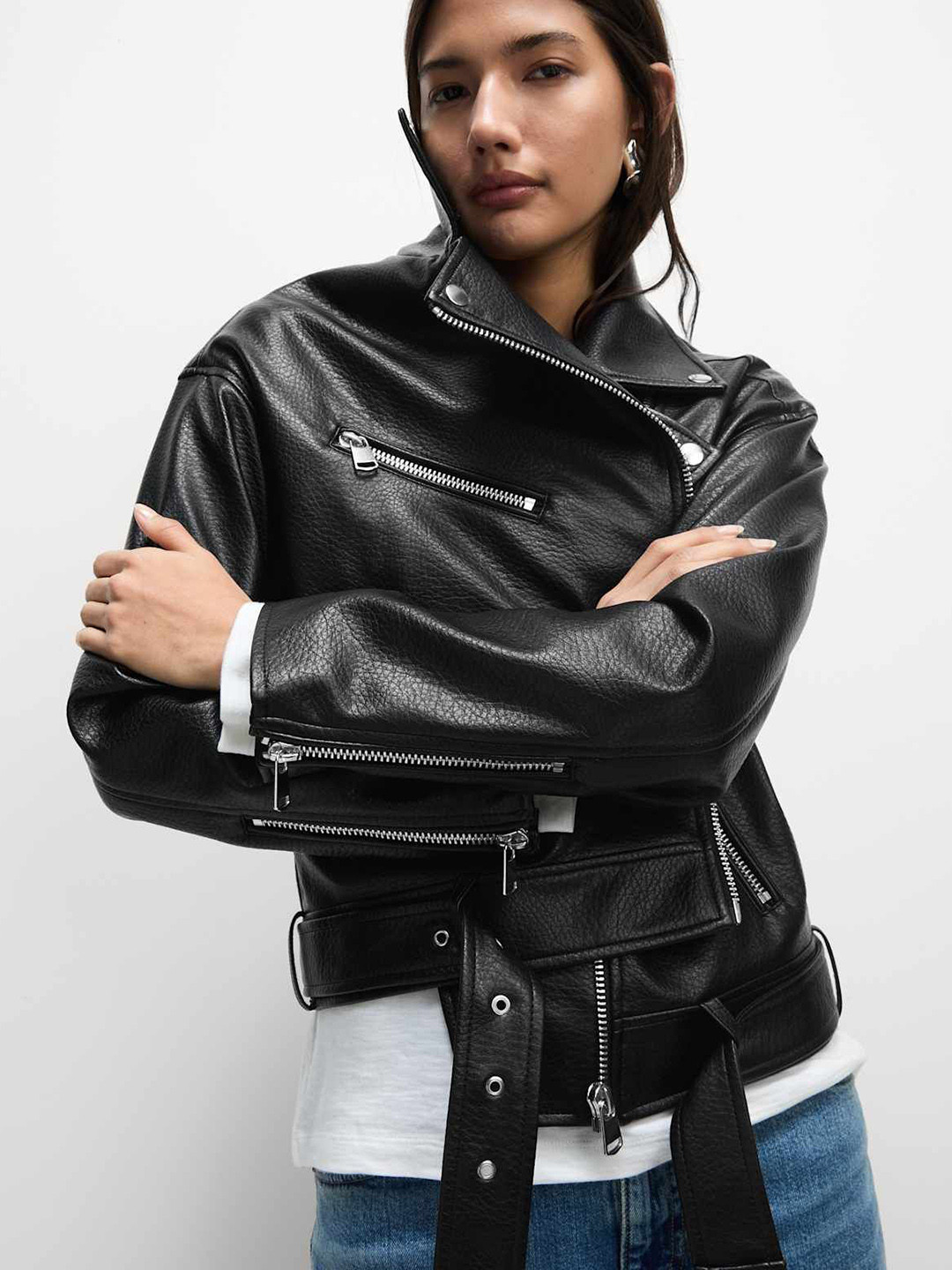Marks & Spencer Textured Leather Biker Jacket