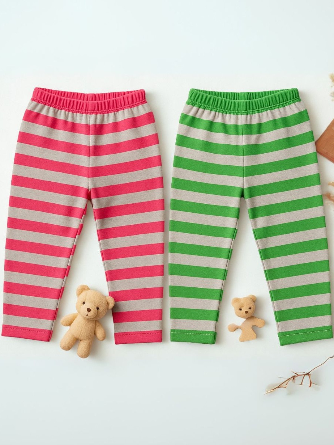 CORTICA Kids Pack Of 2 Cotton Horizontal Stripes printed Track Pants