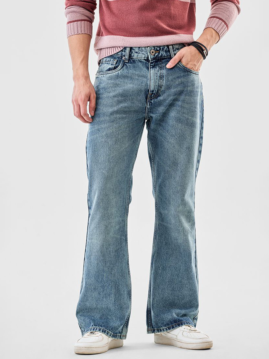 Snitch Men Blue Mid-Rise Flared Jeans