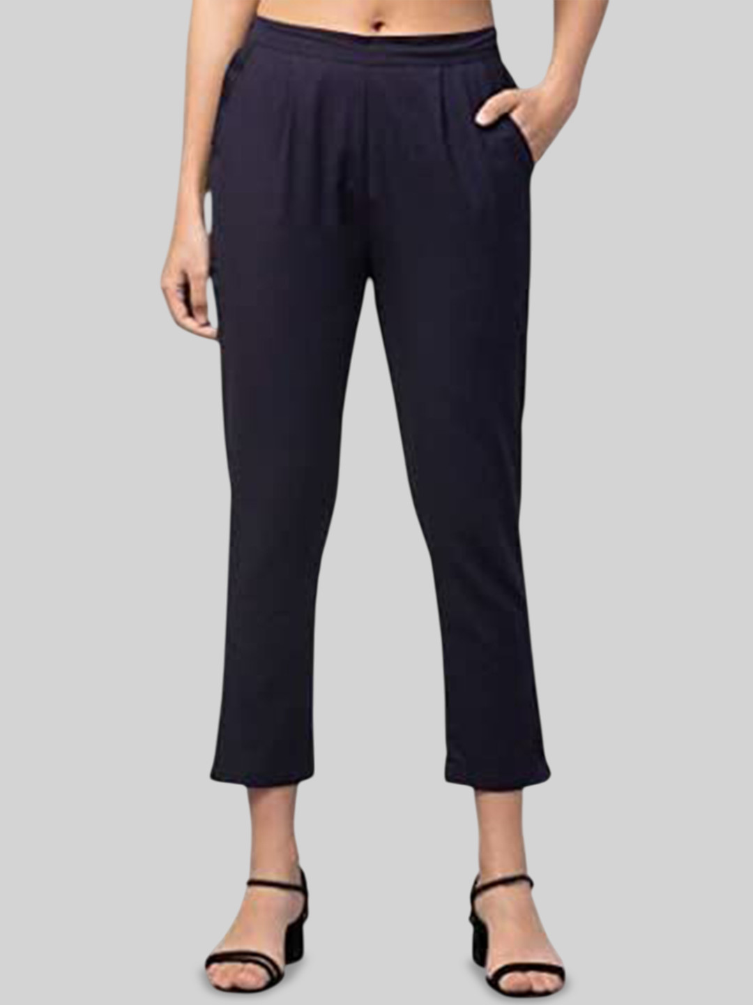 Thrifty Thread Women Smart Pleated Slim Fit Trousers