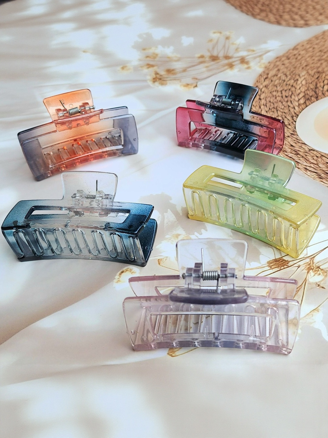 DIVASTRI Women Set of 5 Dual Shade Rectangular Claw Clip