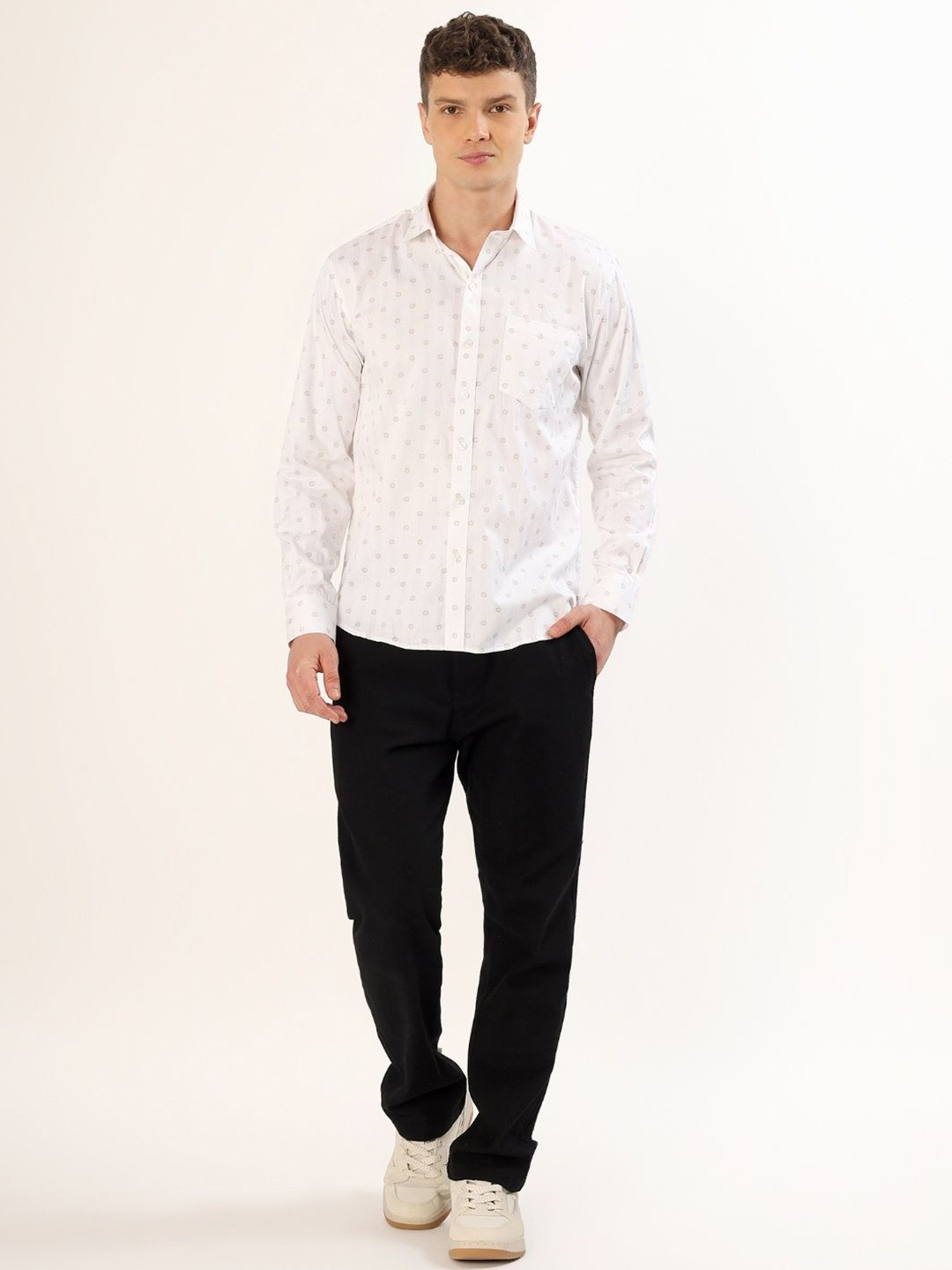 Pavilion Jeans Geometric Printed Long Sleeves Cotton Casual Shirt