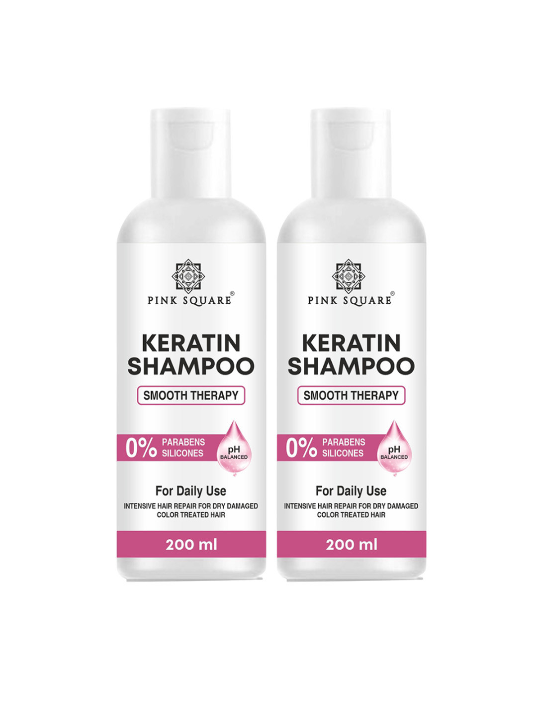 Pink Square Set Of 2 Keratin Shampoo For Healthy Hair - 200 ml Each