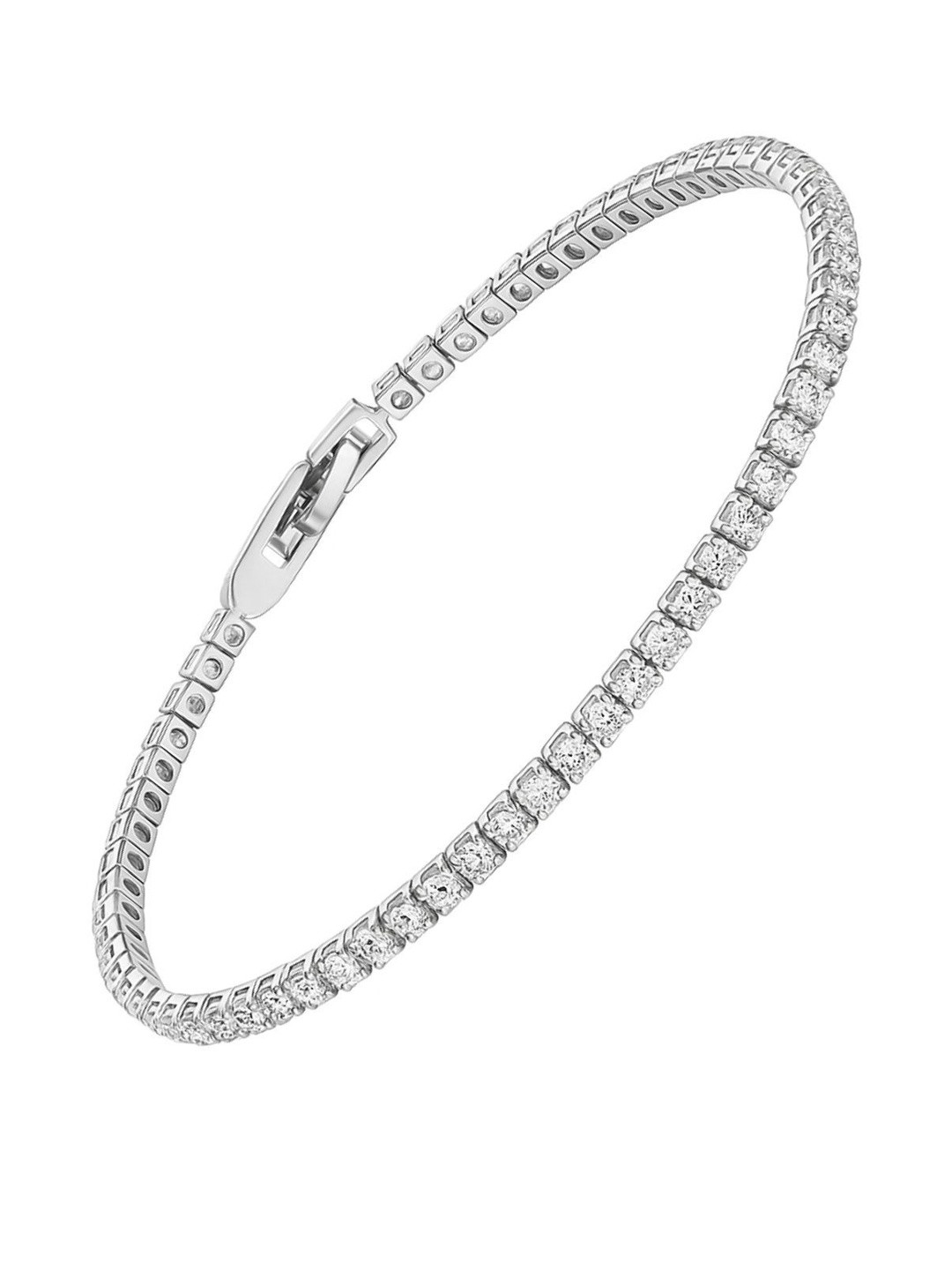 N3VO Stainless Steel Cubic Zirconia Studded Wraparound Bracelet