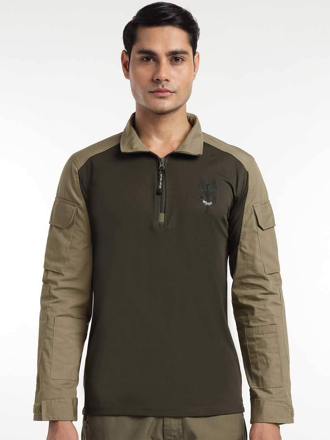 MOUNTMILLER Men's Olive Green Solid OG Special Forces Tactical Polo T-Shirt