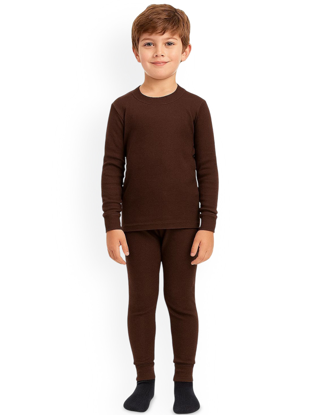 UNDERLOOP Boys Round Neck Long Sleeves Ribbed Thermal Set