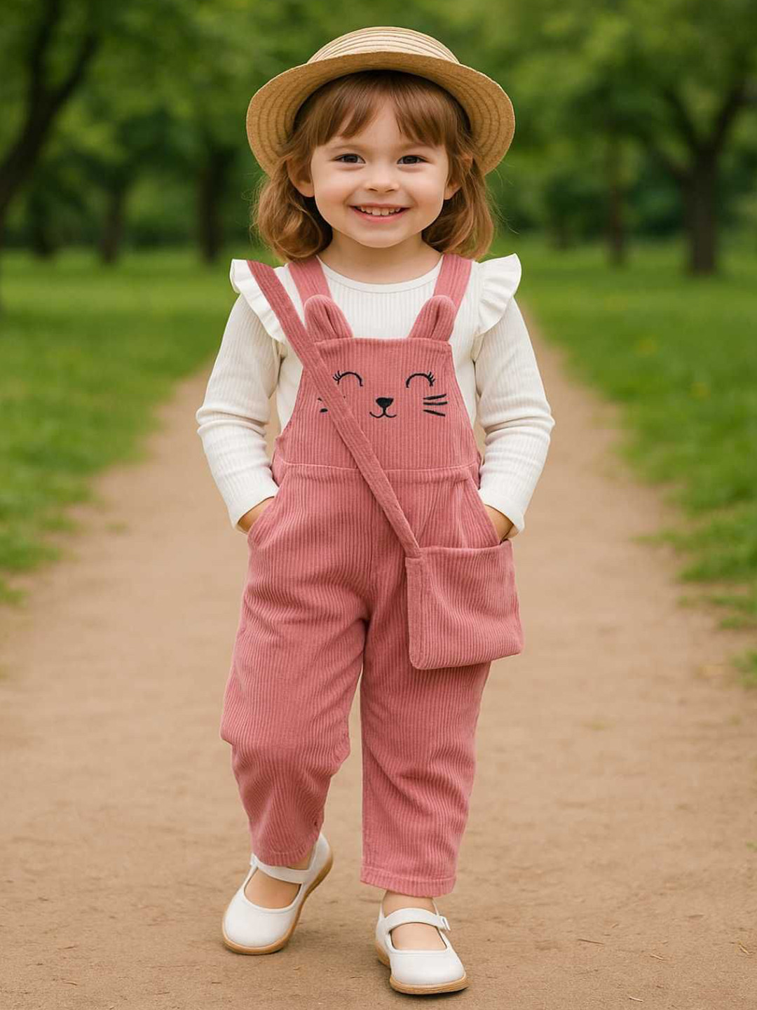 Ninas Girls Printed Dungaree Pant With Top