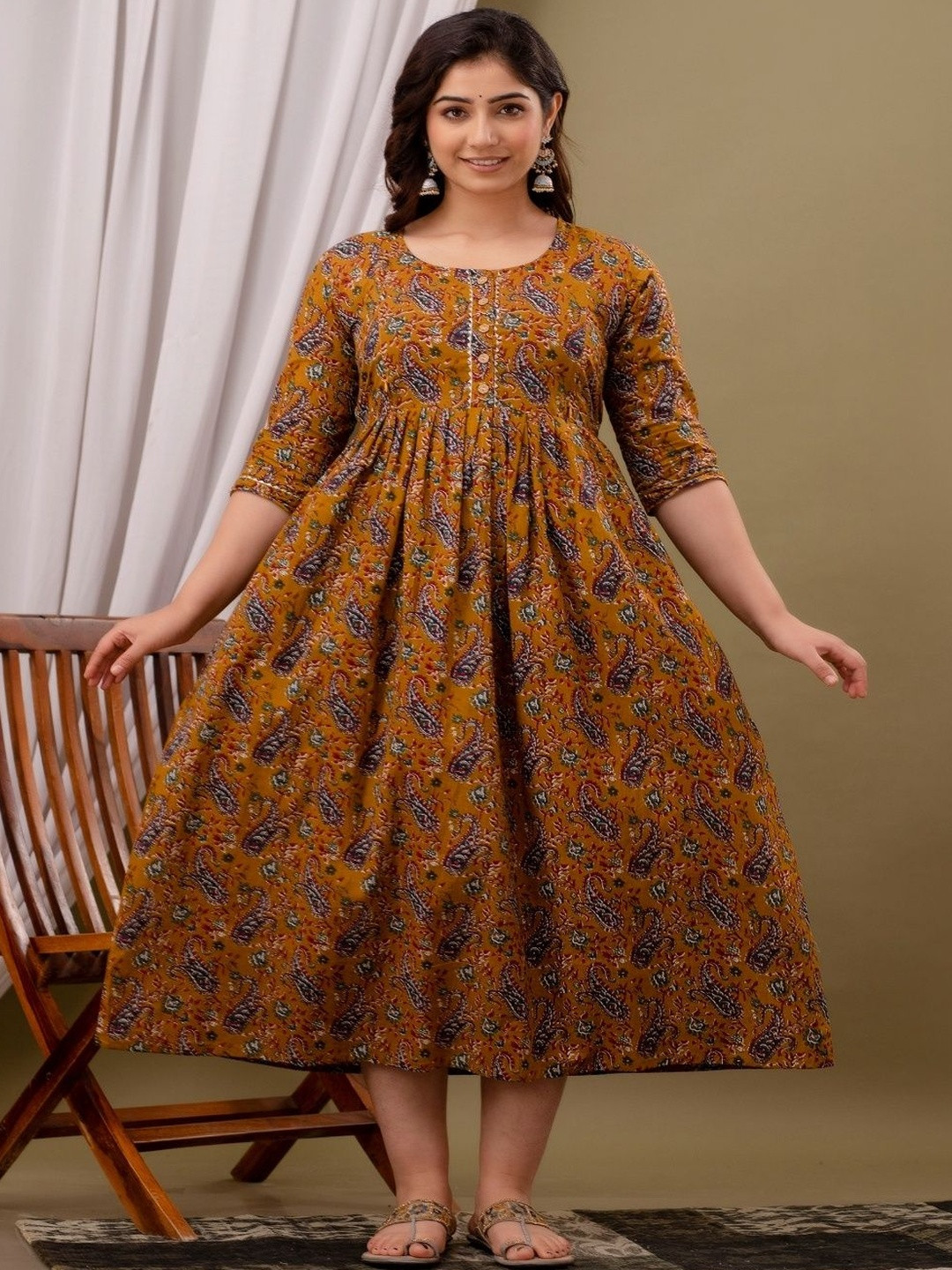 Style Heaven Women Floral Print Maternity Anarkali Dress