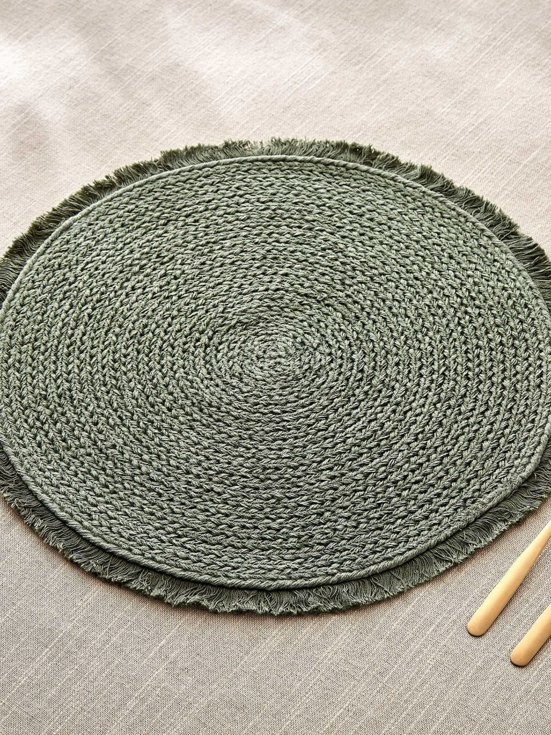 Home Centre Drake Botanica Green Self-Design Cotton Table Placemats