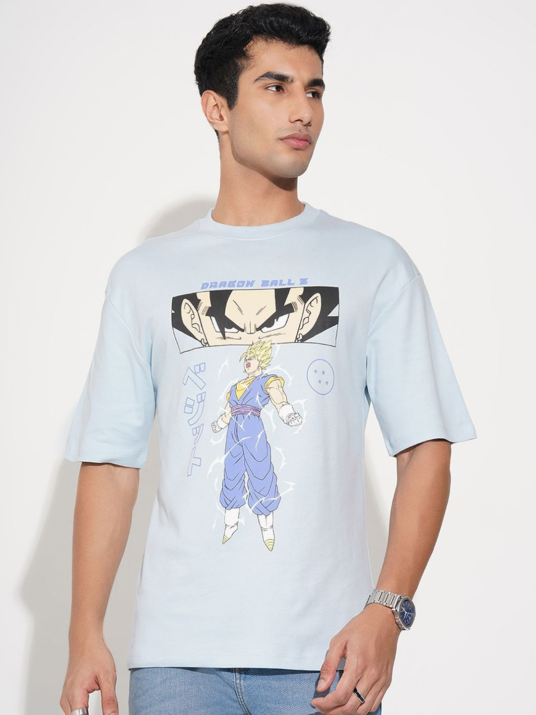 SF JEANS by Pantaloons Men Dragon Ball Z Graphic Printed Pure Cotton Relaxed Fit T-shirt