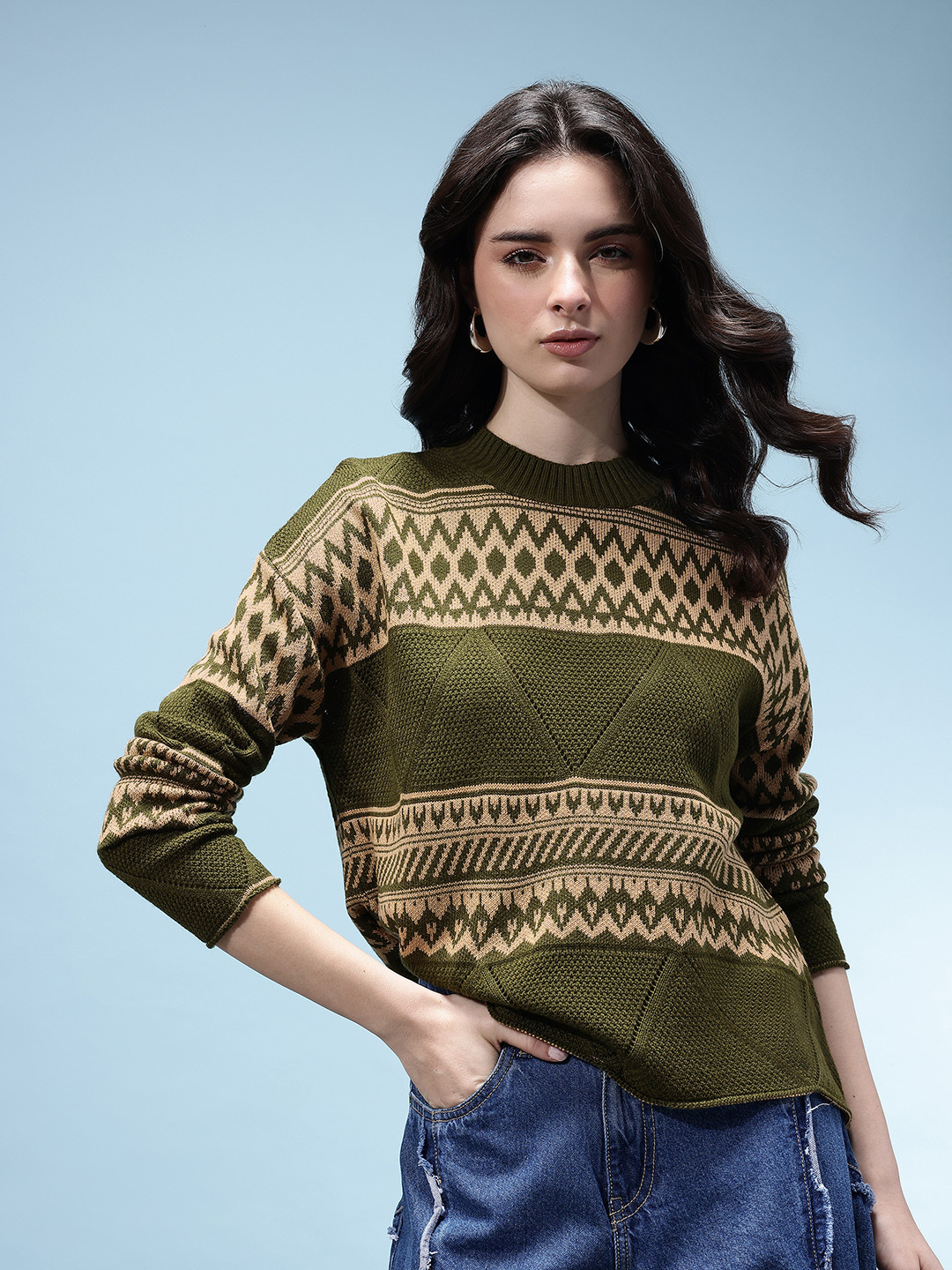 glitchez Chevron Drop Shoulder Pullover