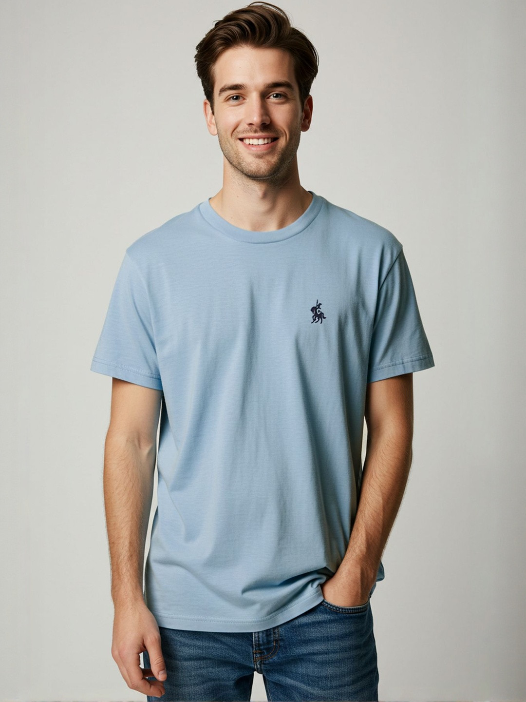 Trendyol Cotton Brand Logo Round Neck T-shirt