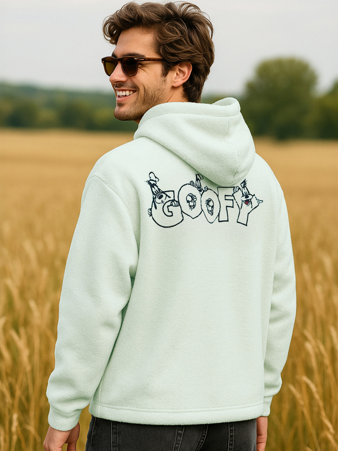 Bewakoof Goofy Printed Hooded Oversized Pullover Sweatshirt