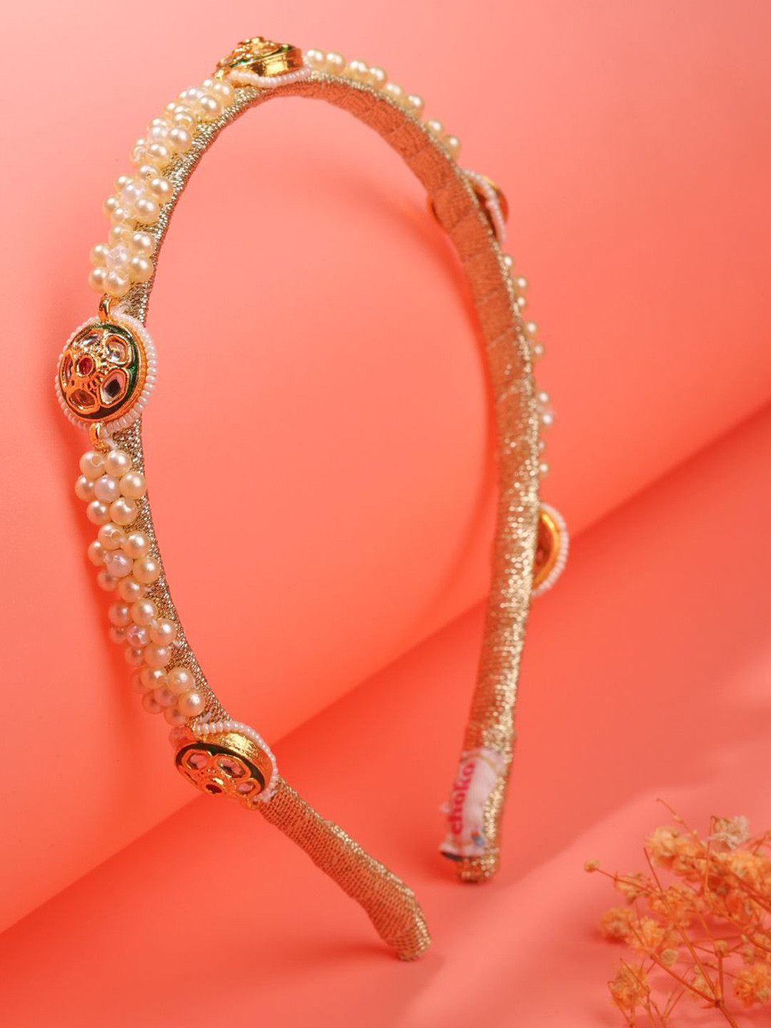 Choko Girls Pearls And Kundan Beaded Embellished Hairband